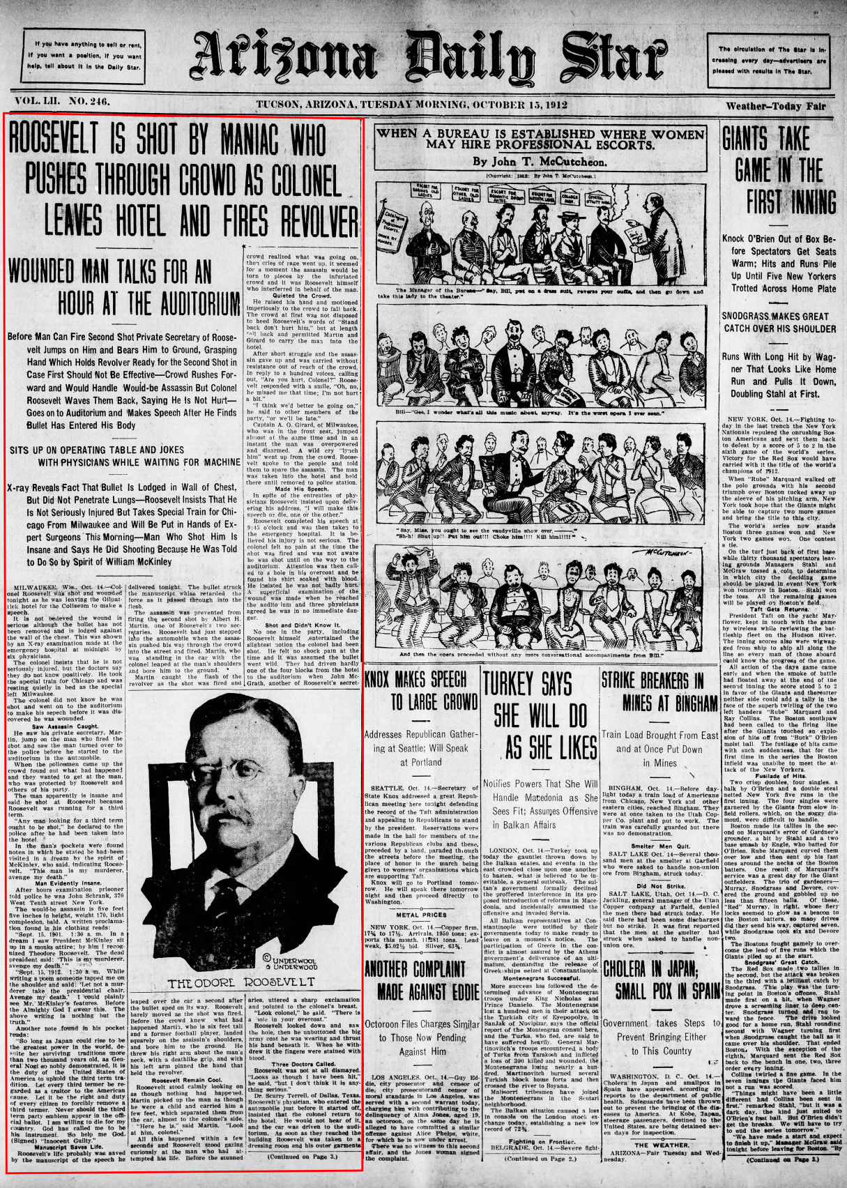 Oct. 15, 1912: Teddy Roosevelt is shot